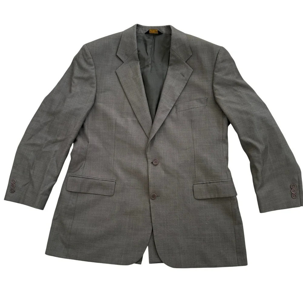 Brooks Brothers Mens Glen Check Plaid Blazer Sport Coat Taupe Brown 43R 44R
